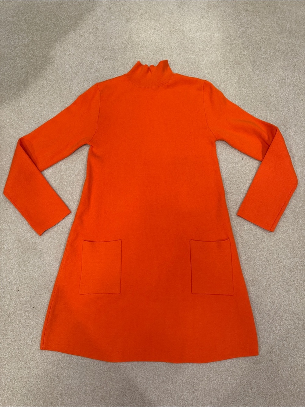 Orange Long Sleeve Knit Pocket Dress - Zara